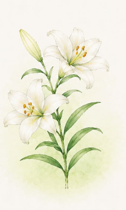 百合植物插畫