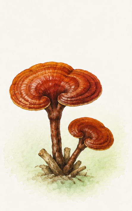 靈芝植物插畫